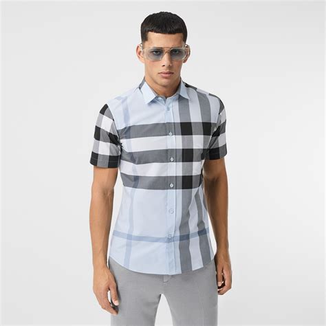 burberry stretch-cotton check shirt|Burberry checked cotton poplin shirt.